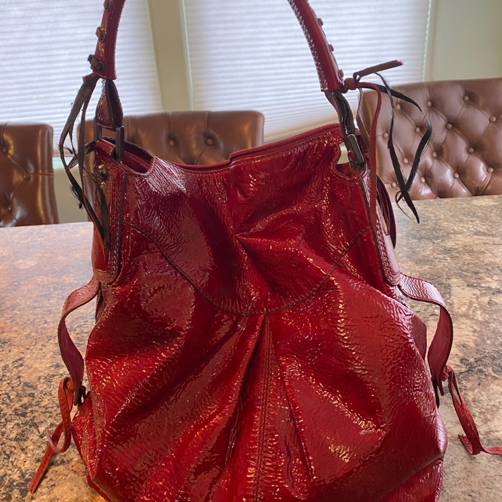 Francesco Biasia Metallic Red Leather Handbag
